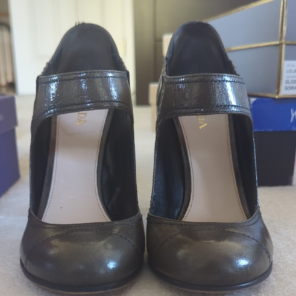 Prada Black Leather Women's Heels